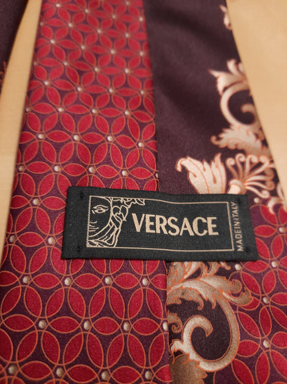 Cravatta Versace rossa motivo baroque