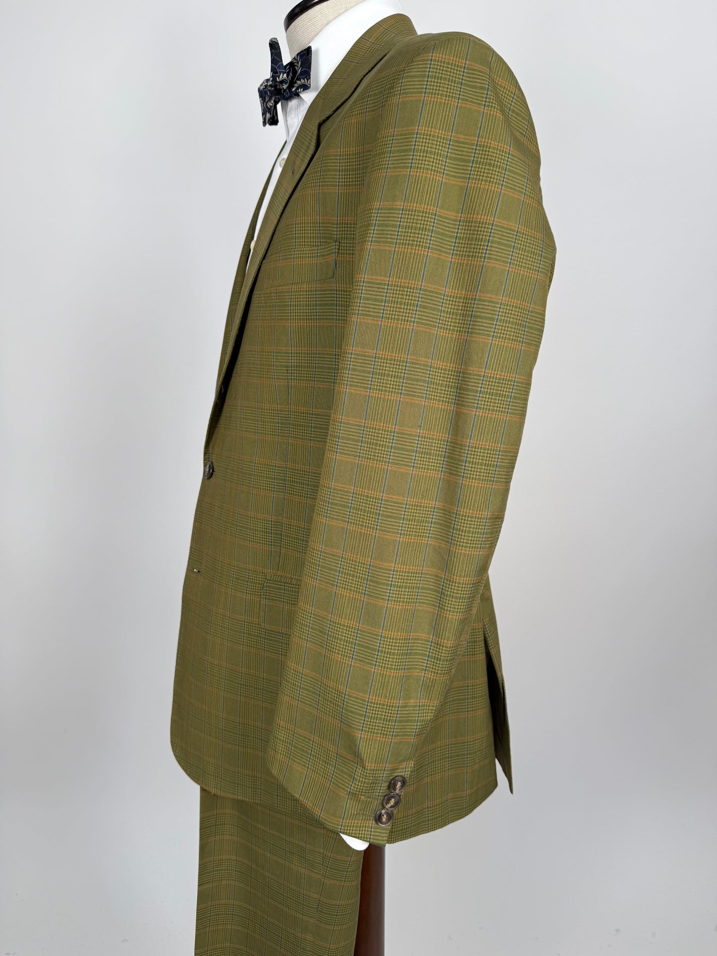 Completo anni ‘80 verde a quadri in cotone sfoderato - tg. 50