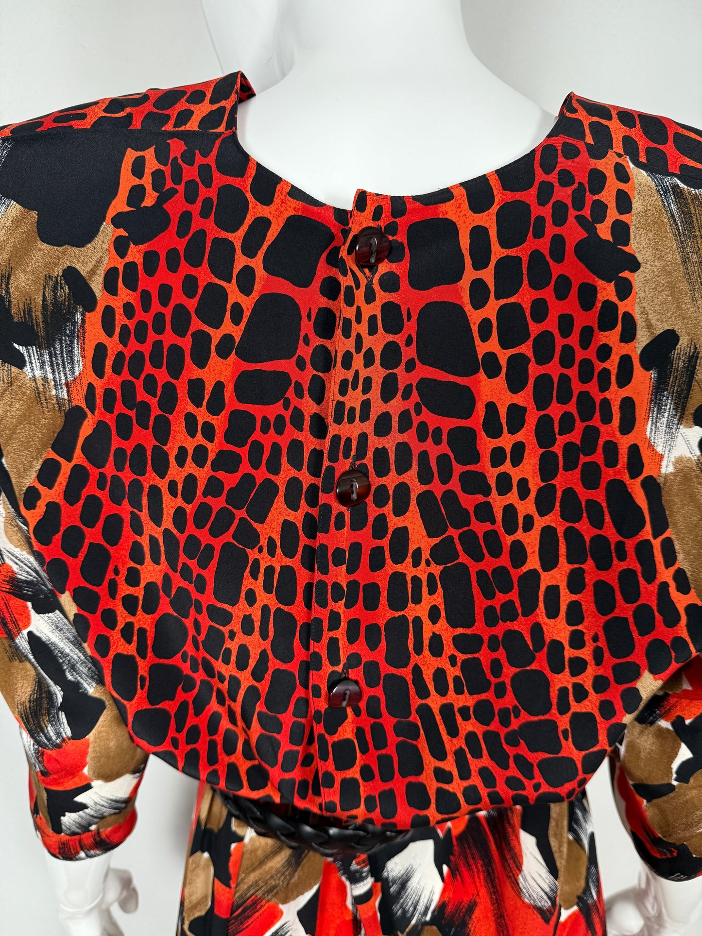 Abito anni ‘80 in pura seta animalier/astratto - tg. 42/44