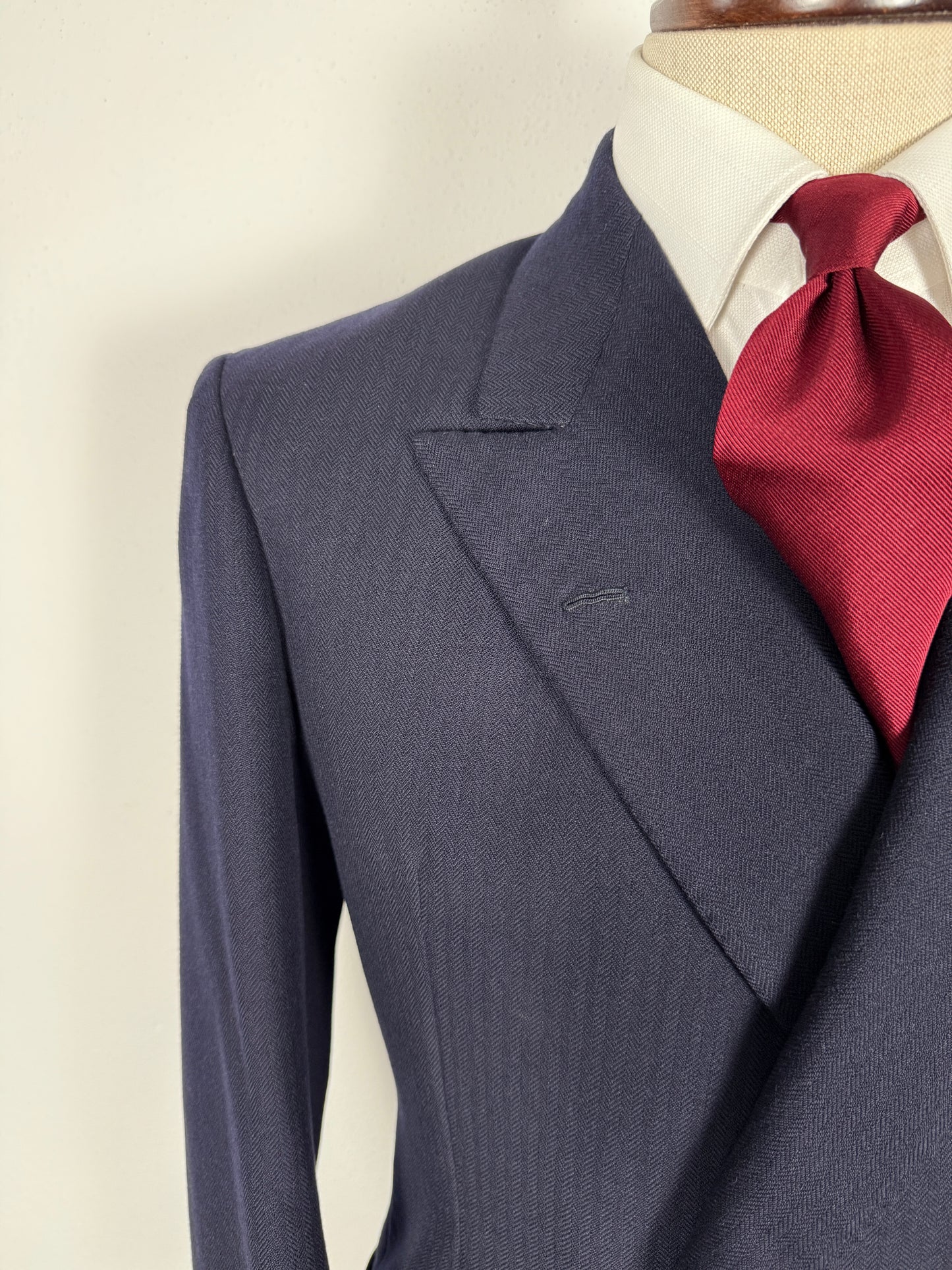 Completo doppiopetto sartoriale anni ‘40/‘50 blu spinato - tg. 46/48