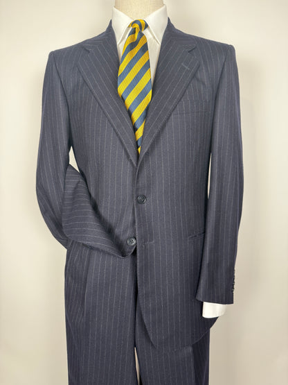 Completo anni ‘80 in flanella inglese blu gessato - tg. 48