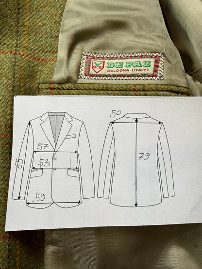 Giacca De Paz tweed verde cachi finestrato - tg. 52