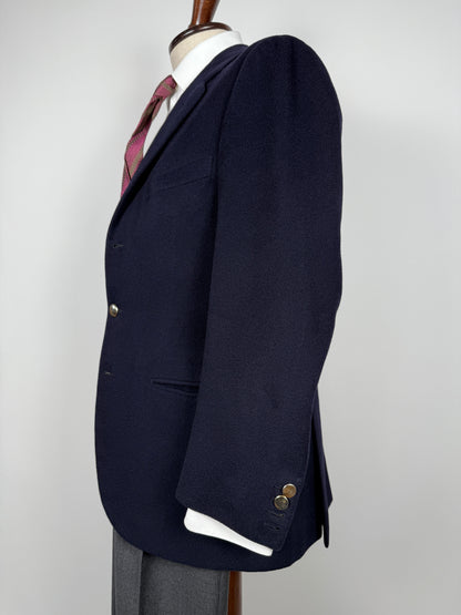Navy blazer sartoriale anni ‘90 in panno lana e cashmere - tg. 48
