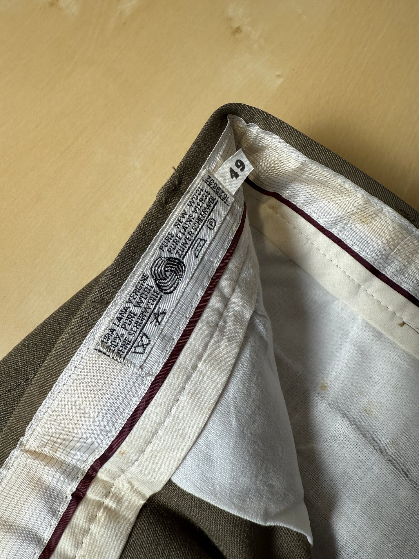 Pantaloni anni ‘70 lana pettinata cachi (NOS) - tg. 50/52