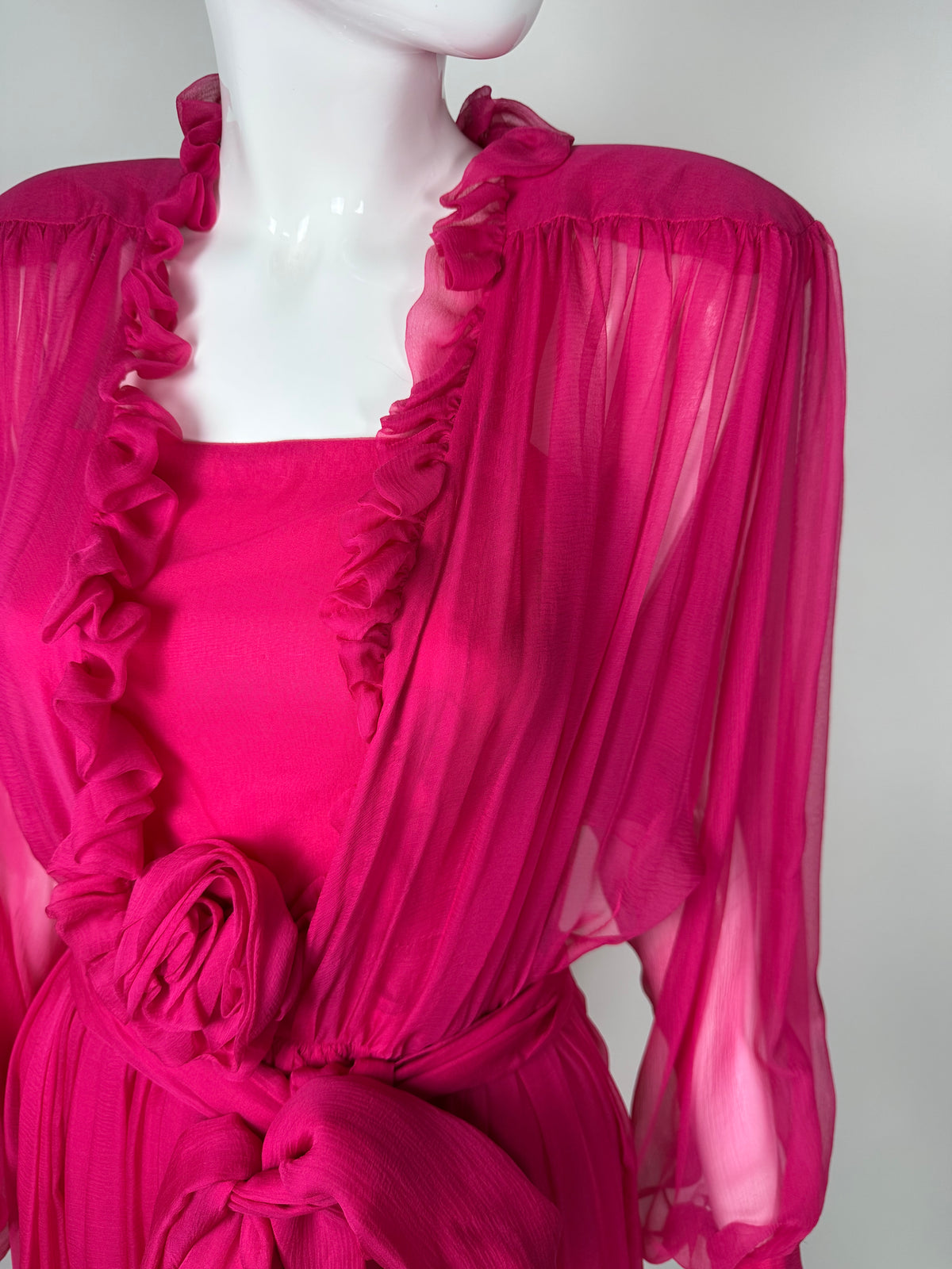 Abito sartoriale anni '80 in chiffon di seta - tg. 38 XS/S