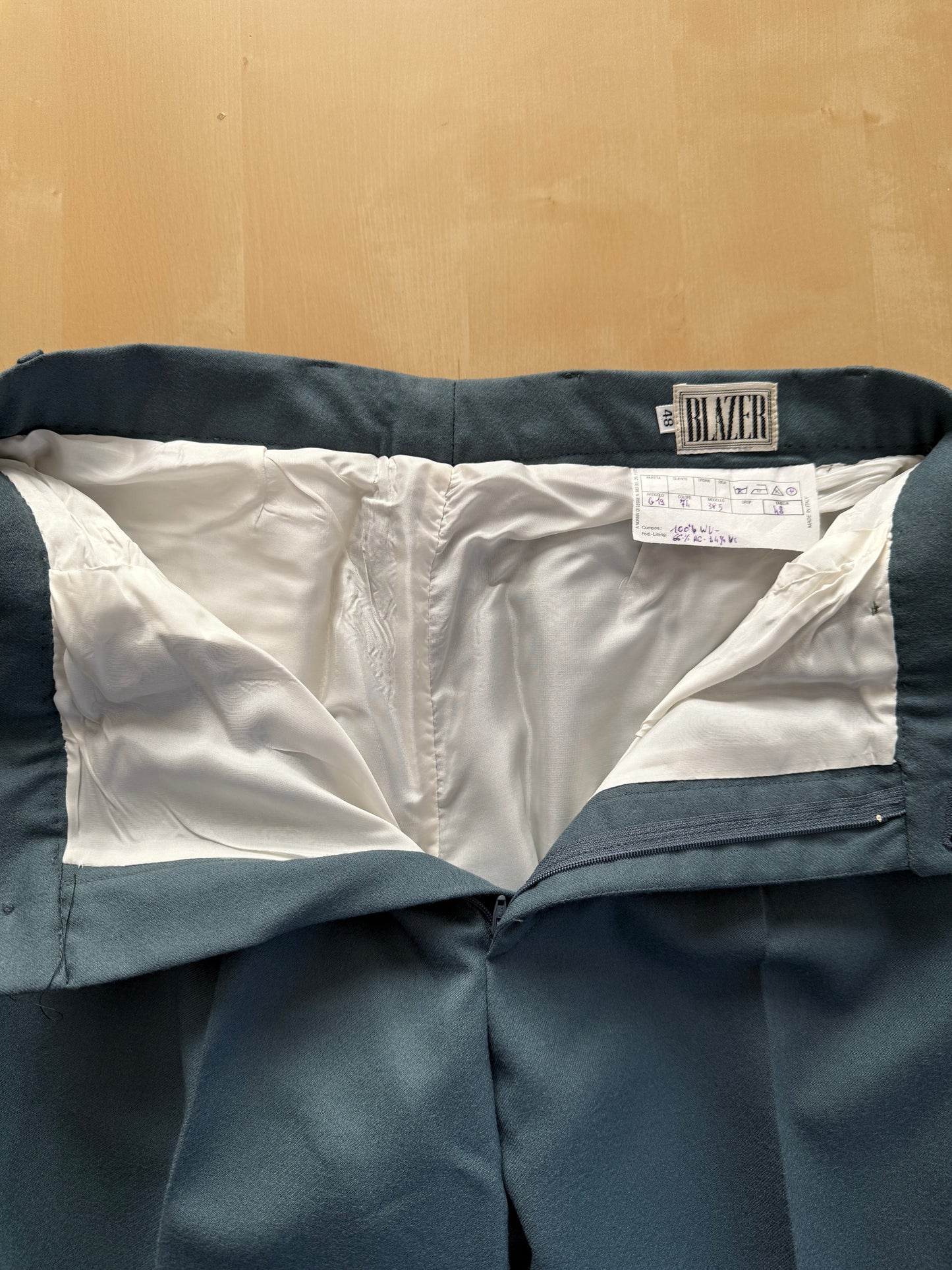 Pantaloni anni ‘80 flanella verde petrolio (NOS) - tg. 48