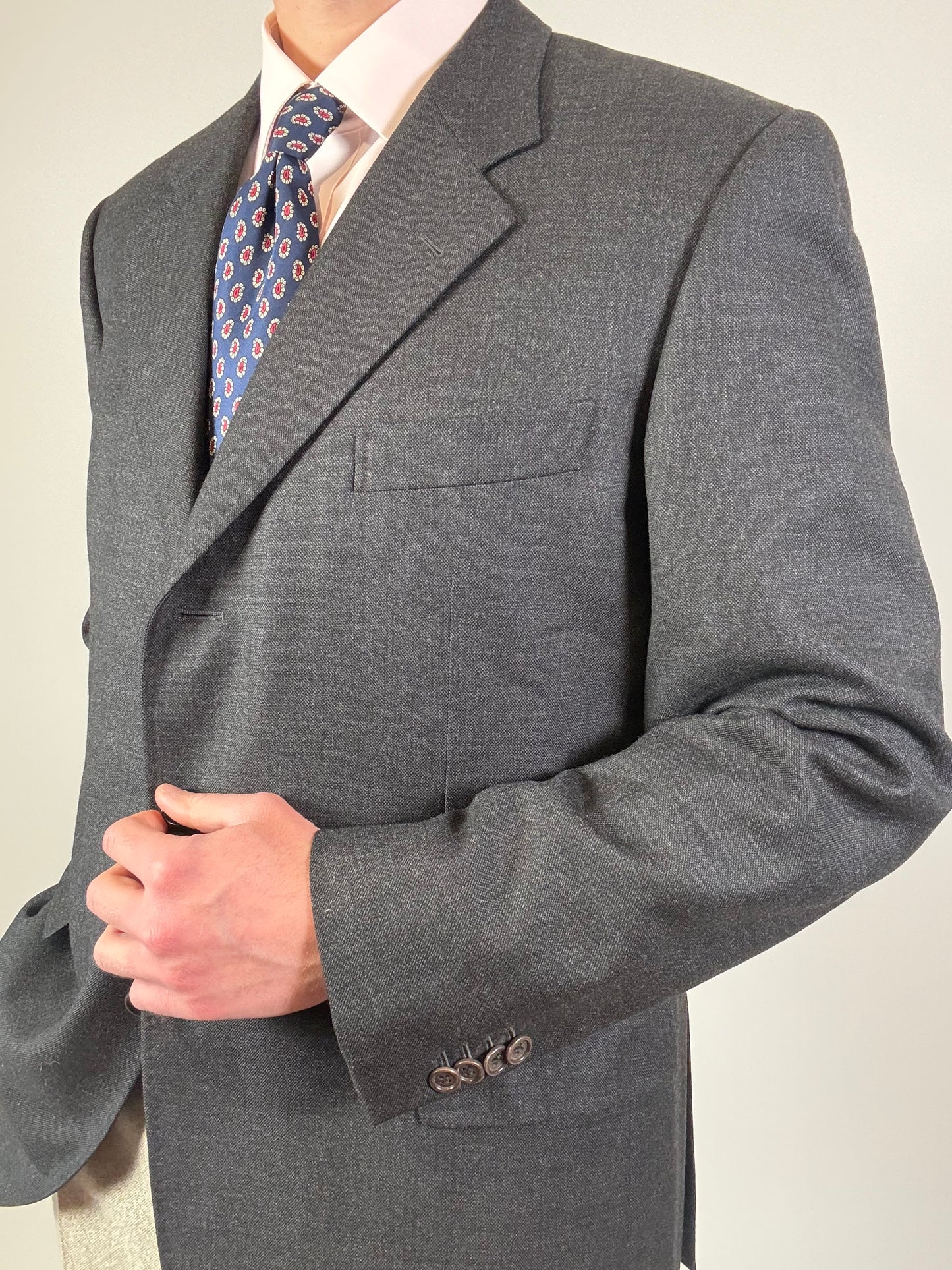 Giacca Caruso grisaglia cardata tessuto Loro Piana Zelander - tg. 54