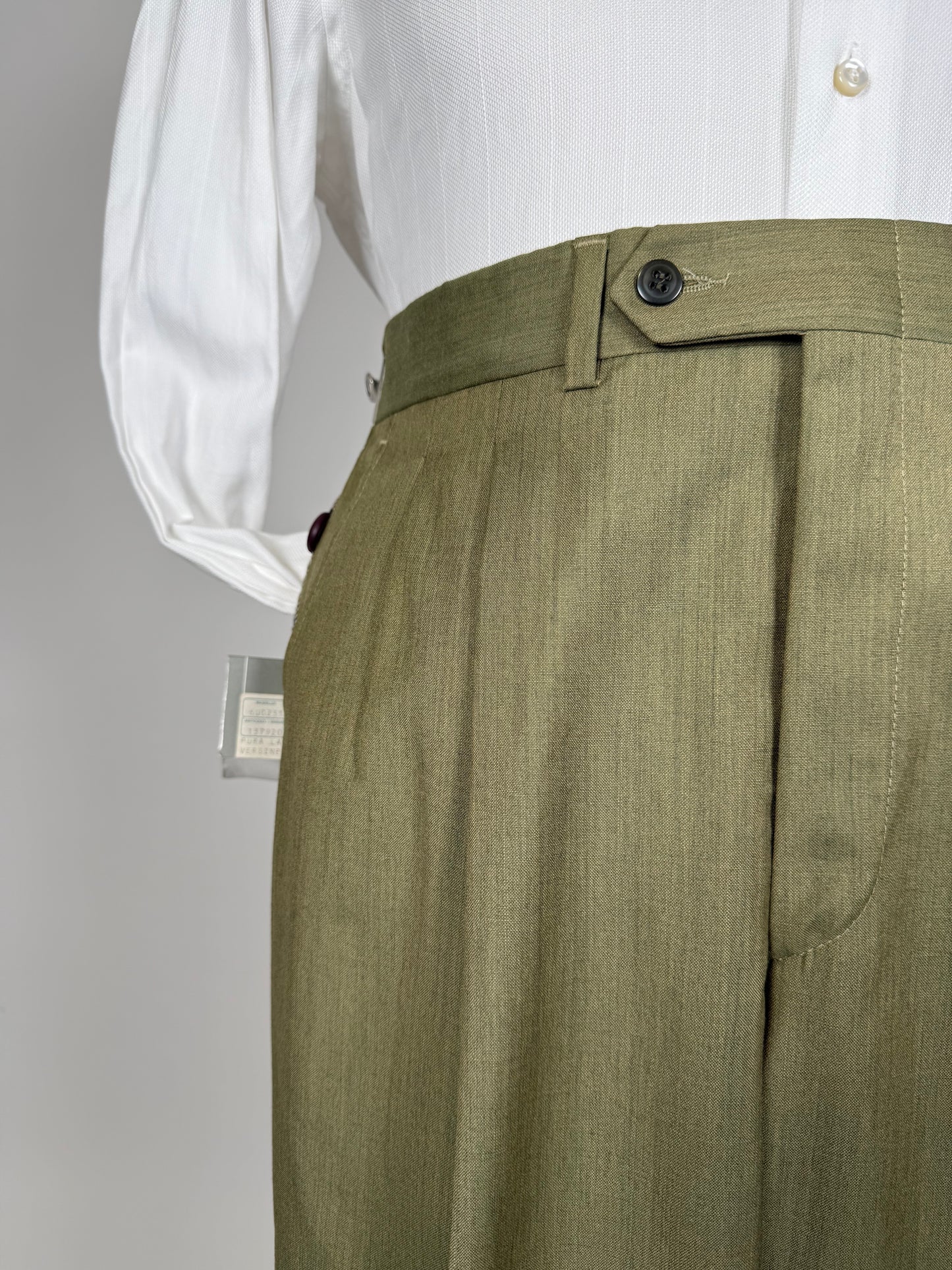 Pantaloni anni ‘80 fresco lana verde oliva (NOS) - tg. 50
