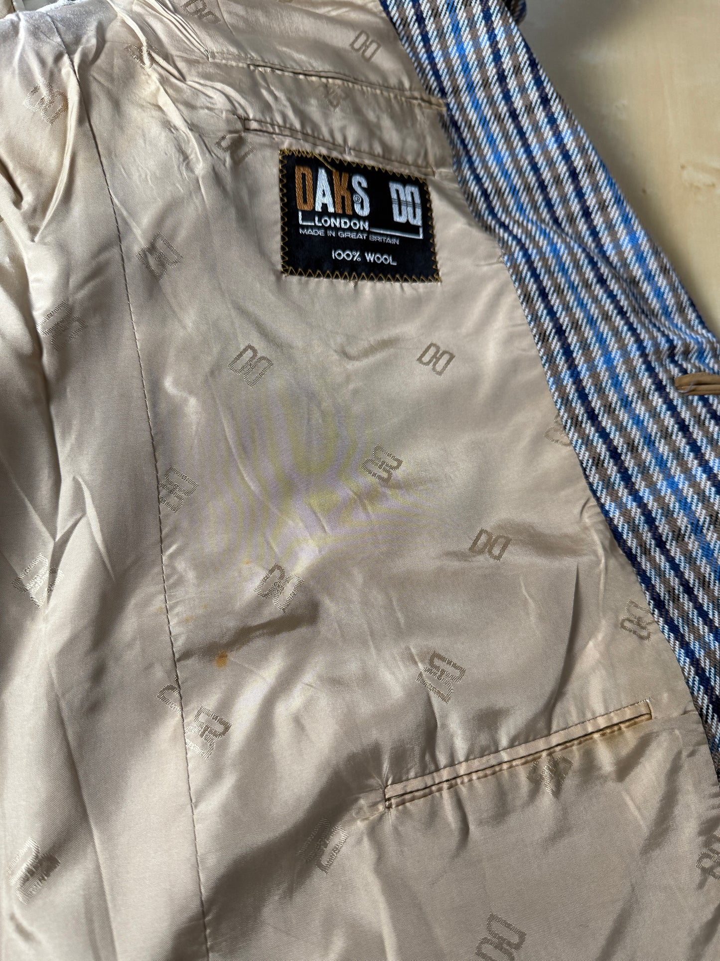 Giacca Daks check quadri blu made in UK - tg. 54/56