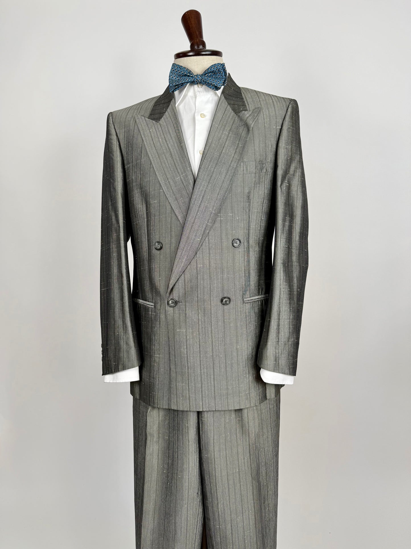 Completo doppiopetto anni ‘70/‘80 pura seta shantung - tg. 48/50