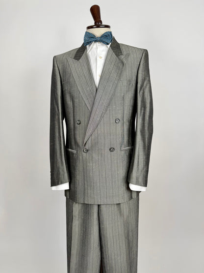 Completo doppiopetto anni ‘70/‘80 pura seta shantung - tg. 48/50