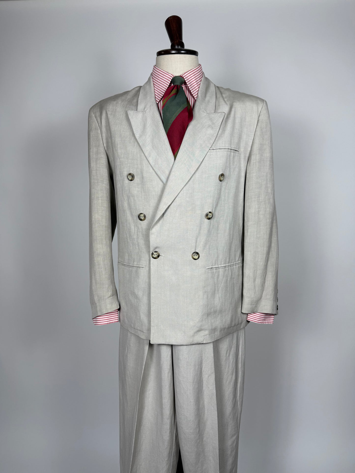 Completo doppiopetto anni '80 oversize viscosa e lino - tg. 46 corta