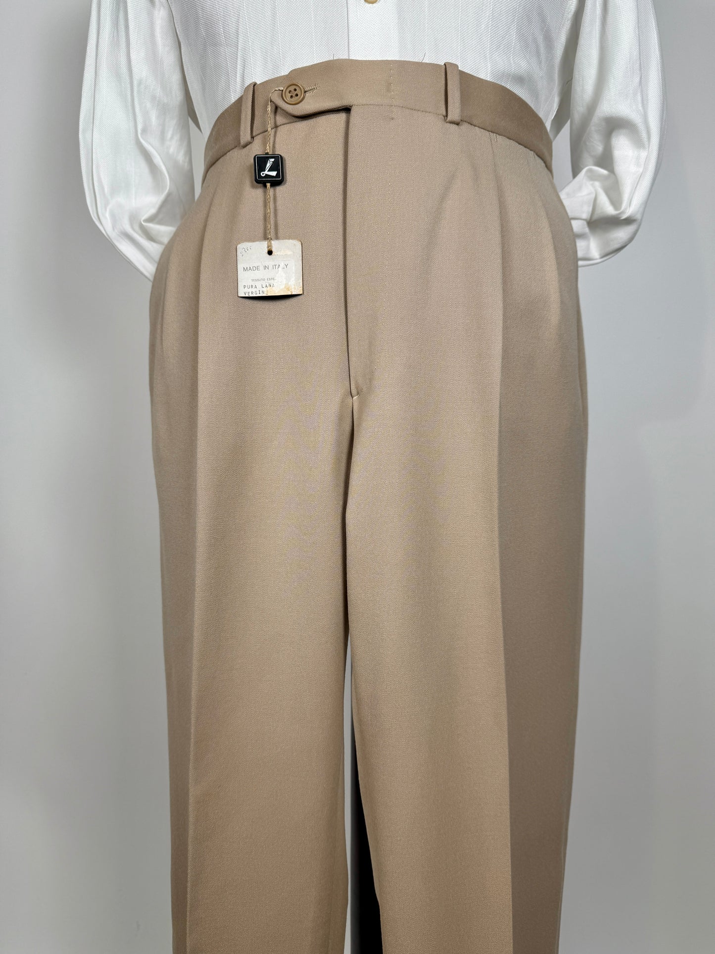 Pantaloni anni ‘80 twill pettinato beige (NOS) - tg. 52/54