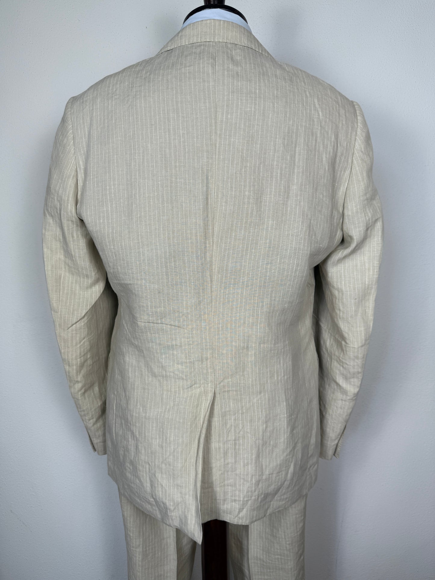 Completo in puro lino color panna gessato - tg. 52