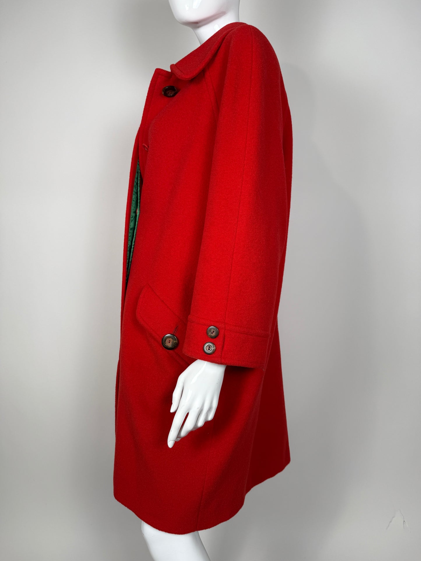 Cappotto anni ‘80 panno lana e mohair rosso scarlatto - tg. 44-46