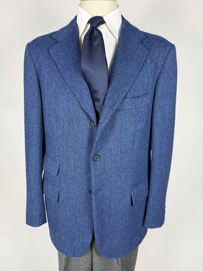Giacca De Paz vintage tweed spigato blu - tg. 54