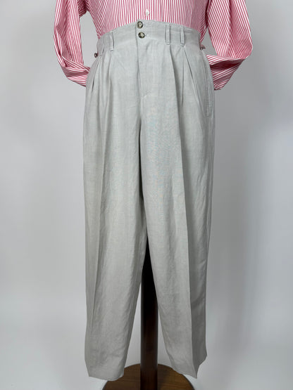 Completo doppiopetto anni '80 oversize viscosa e lino - tg. 46 corta