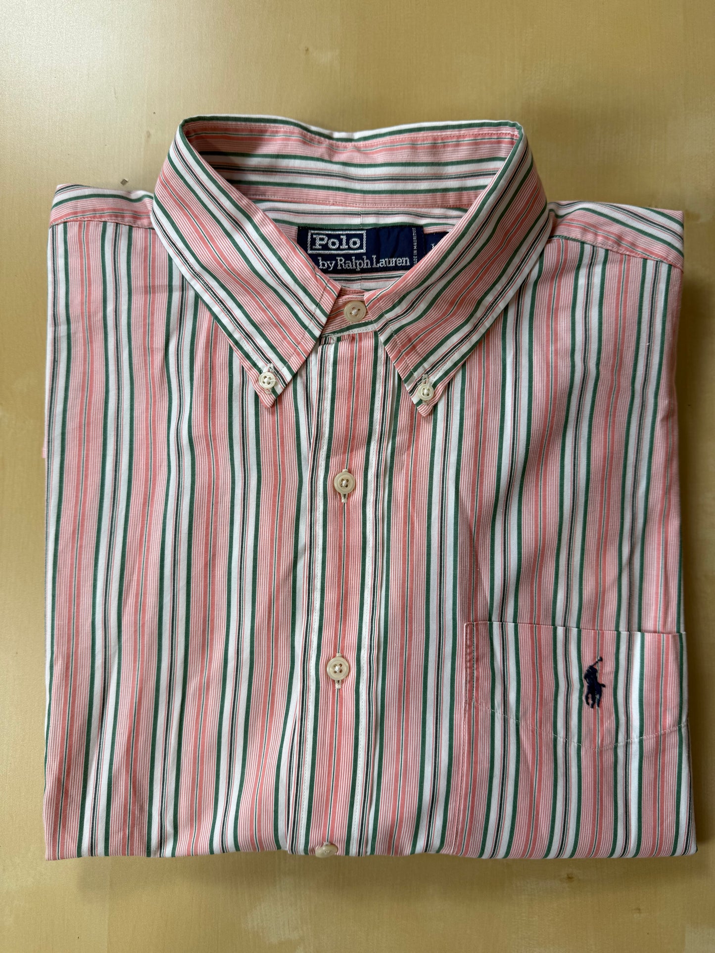 Camicia Ralph Lauren righe rosa verdi -  L collo 42