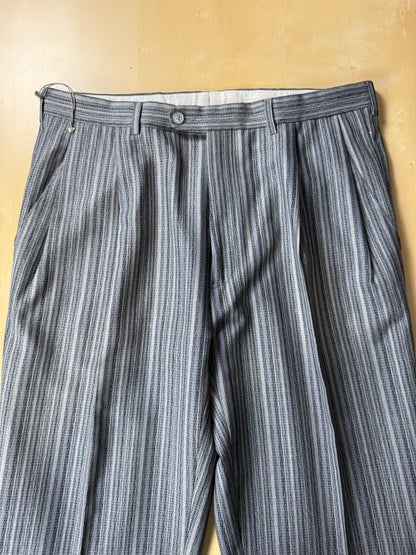Pantaloni anni ‘80 in fresco lana grigio striato (NOS) - tg. 52