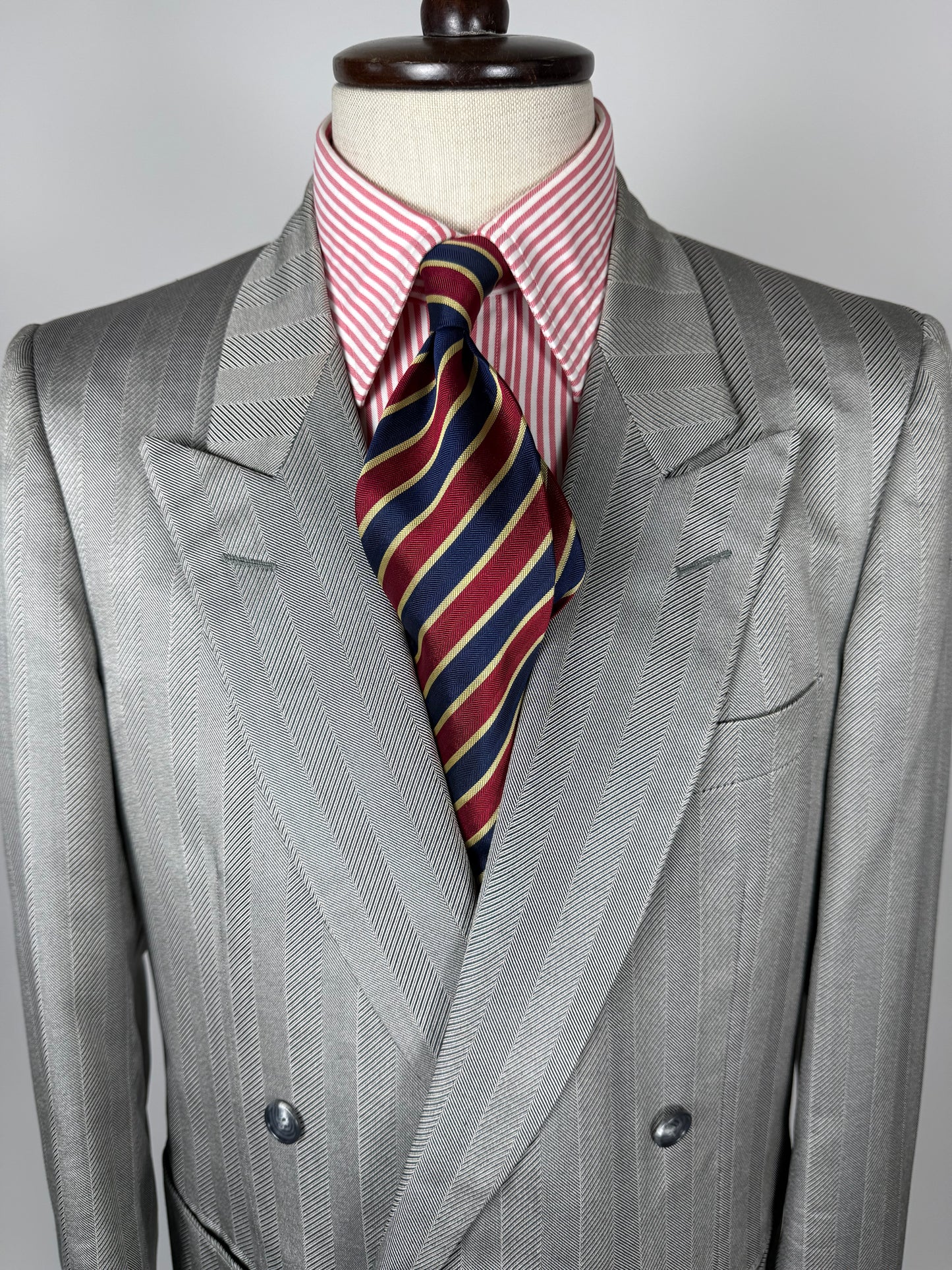 Giacca doppiopetto Christian Dior anni '70/'80 lana e seta chevrons - tg. 52 lunga