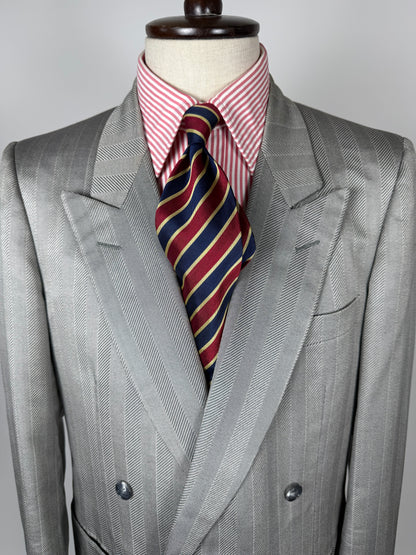 Giacca doppiopetto Christian Dior anni '70/'80 lana e seta chevrons - tg. 52 lunga