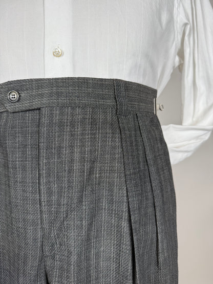 Pantaloni anni '80 fresco lana grigio a righe (NOS) - tg. 46