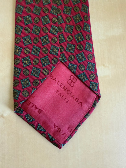 Cravatta Balenciaga in seta cannettata rosso fantasia