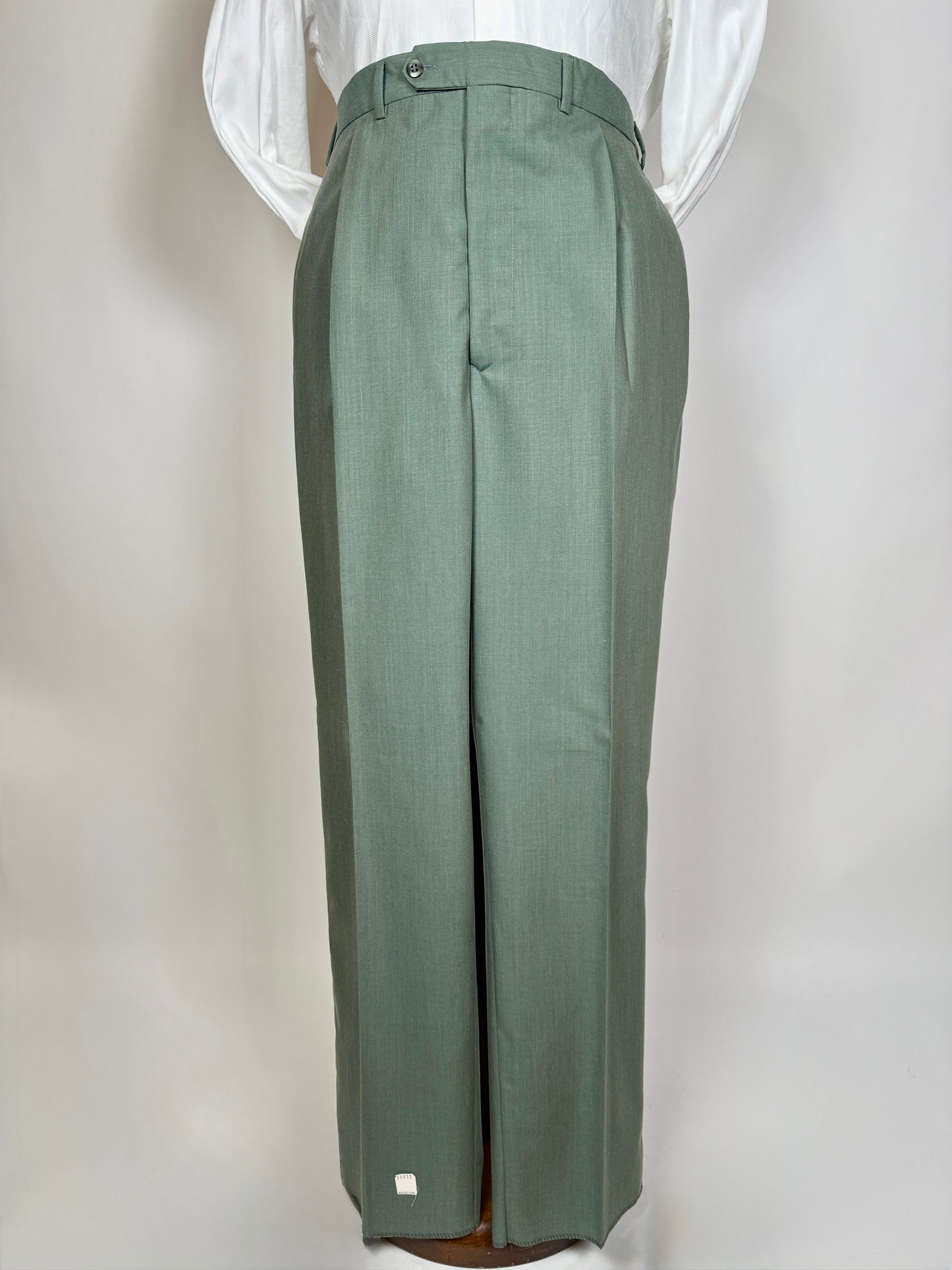 Completo anni '80 fresco lana verde menta (NOS) - tg. 54/56 drop basso