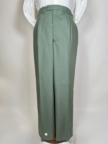 Completo anni '80 fresco lana verde menta (NOS) - tg. 54/56 drop basso