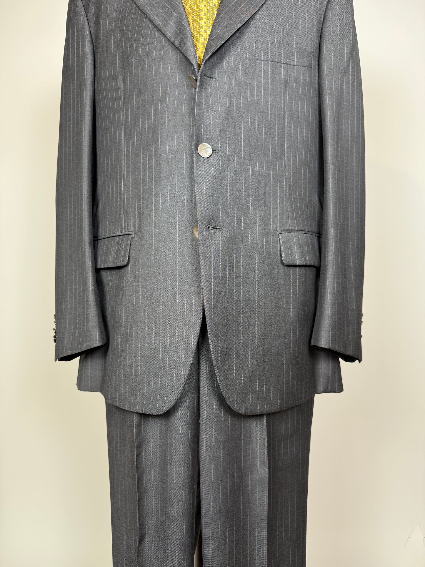 Completo Yves Saint Laurent anni ‘90 grigio gessato - tg. 54/56