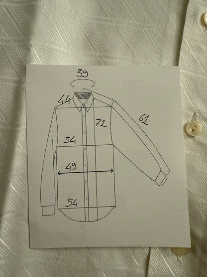 Camicia bianca anni ‘70 jacquard con collo italiano - S collo 39