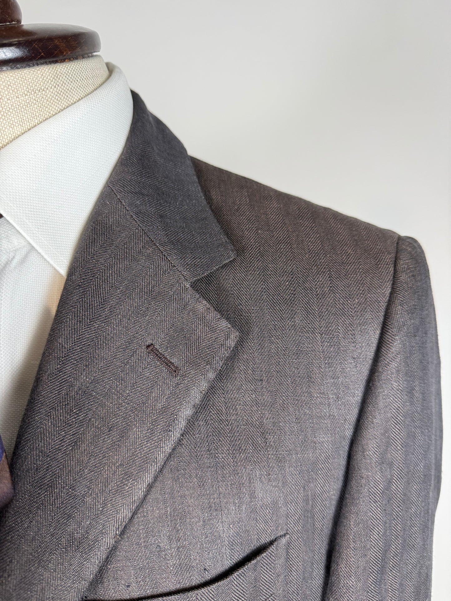 Giacca Cantarelli puro lino marrone herringbone - tg. 50