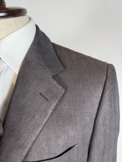 Giacca Cantarelli puro lino marrone herringbone - tg. 50