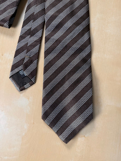 Cravatta Giorgio Armani regimental marrone e argento