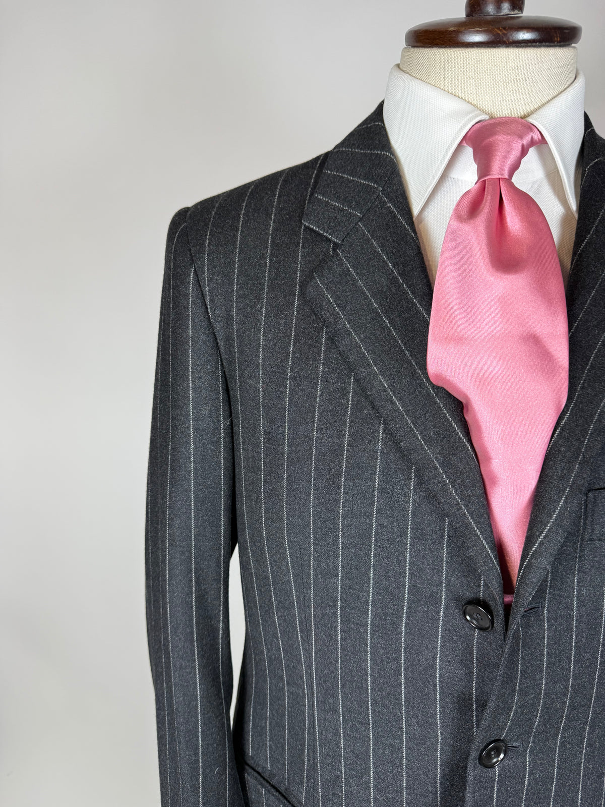 Completo gessato sartoriale in flanella lana e cashmere tessuto Loro Piana - tg. 50