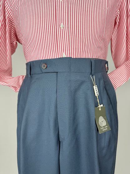 Pantaloni fresco lana verde petrolio 3 pinces anni '80 - tg. 48