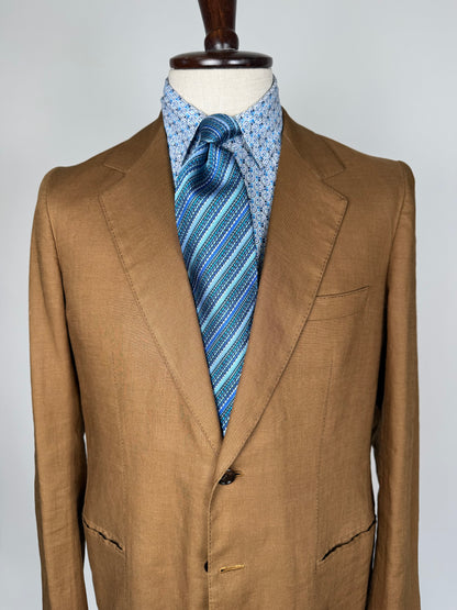 Giacca sartoriale in lino irlandese color tabacco - tg. 48