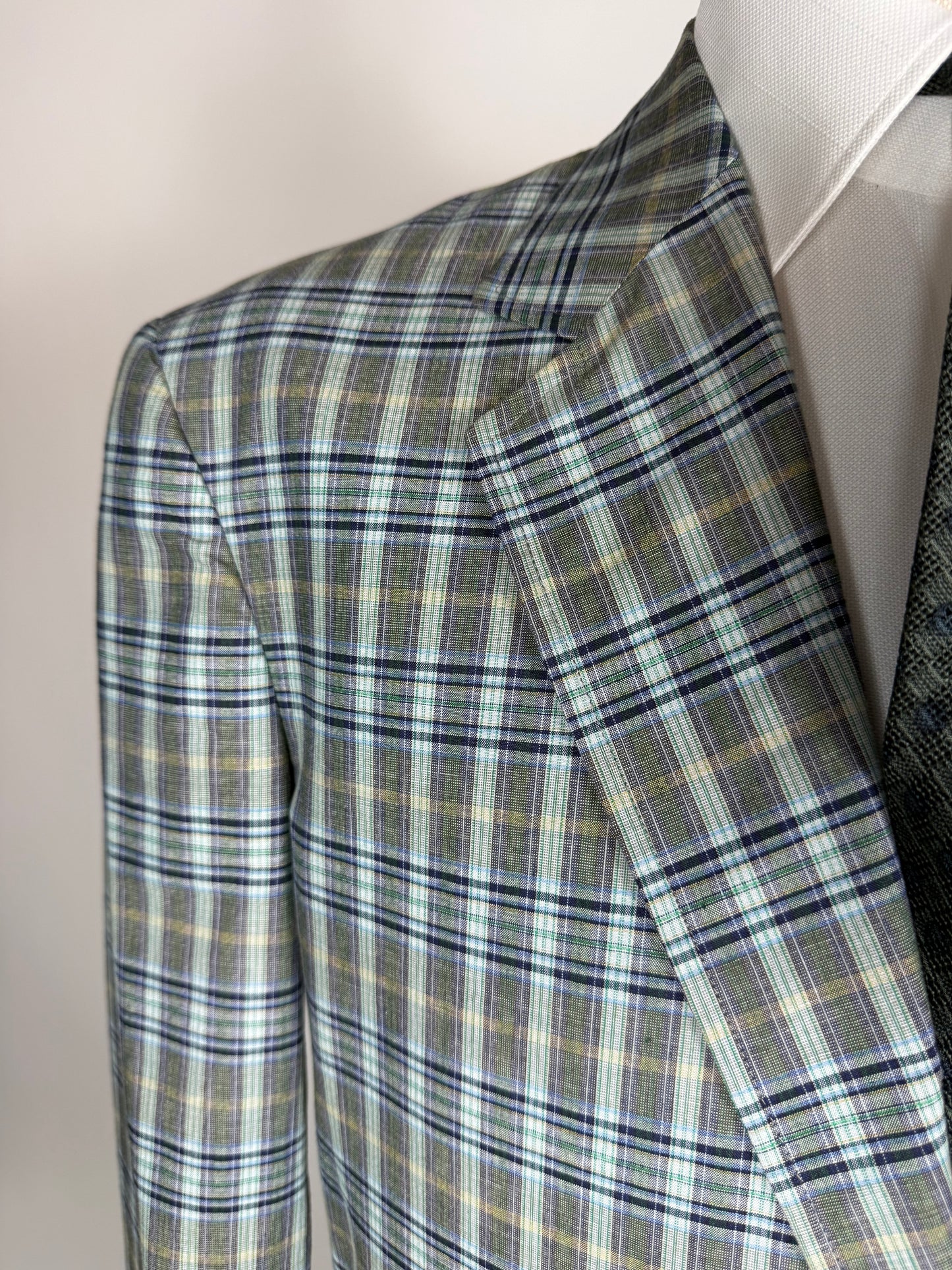 Giacca estiva Corneliani anni '80 in cotone a quadri - tg. 50