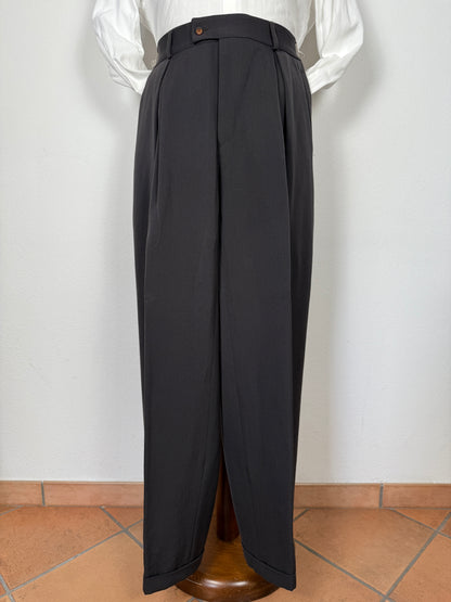 Completo doppiopetto anni ‘80 flanella verde petrolio - tg. 50/52 drop alto