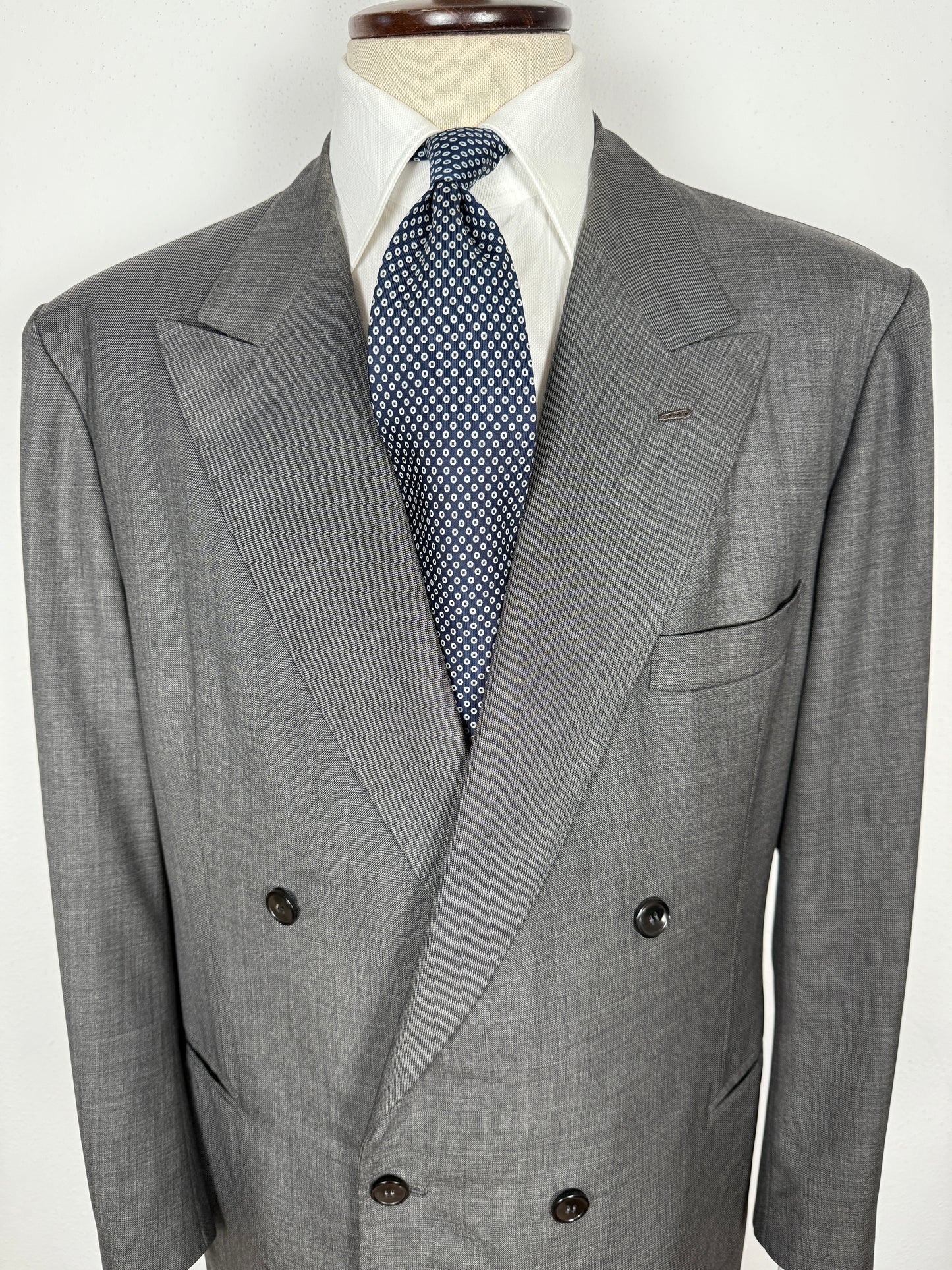 Giacca doppiopetto sartoriale anni '90 in grisaglia - tg. 56