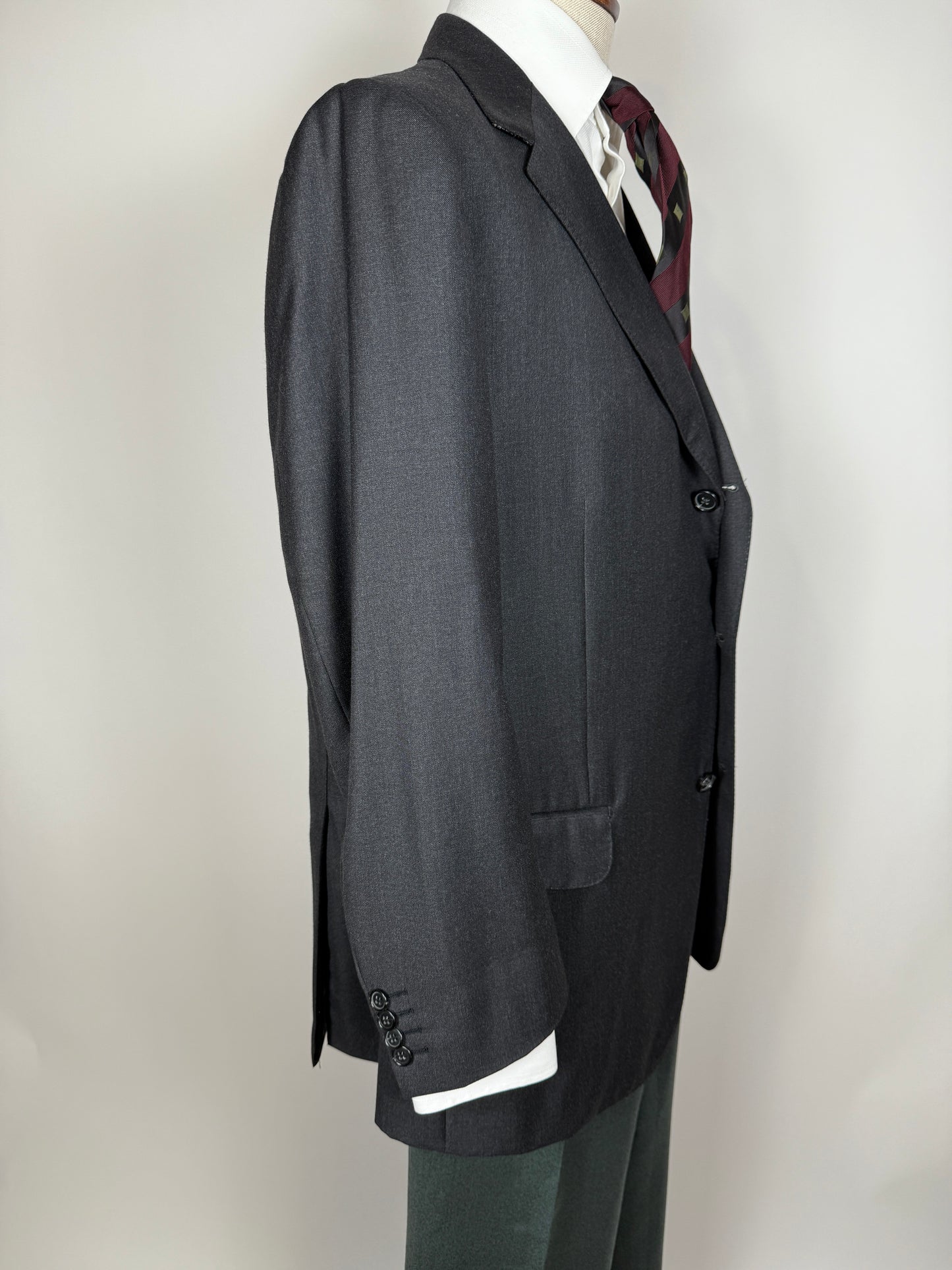 Giacca Ermenegildo Zegna anni ‘90 lana pettinata grigio antracite - tg. 52 drop basso