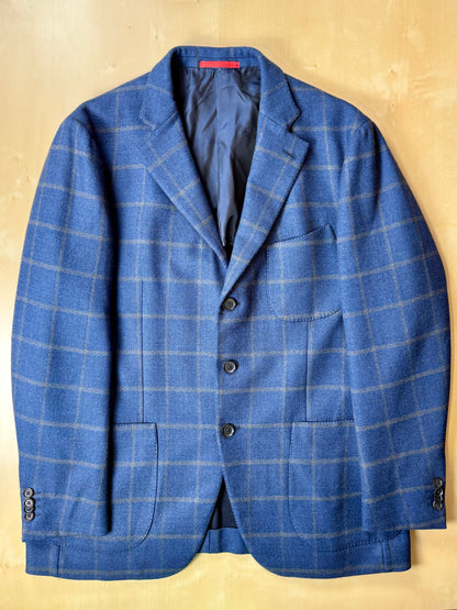 Giacca sportiva napoletana Isaia flanella jersey a quadri - tg. 50/52