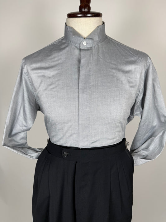 Camicia da sera in piquet grigio collo diplomatico - M collo 41