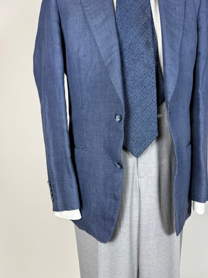 Giacca anni '70 in lino blu - tg. 44