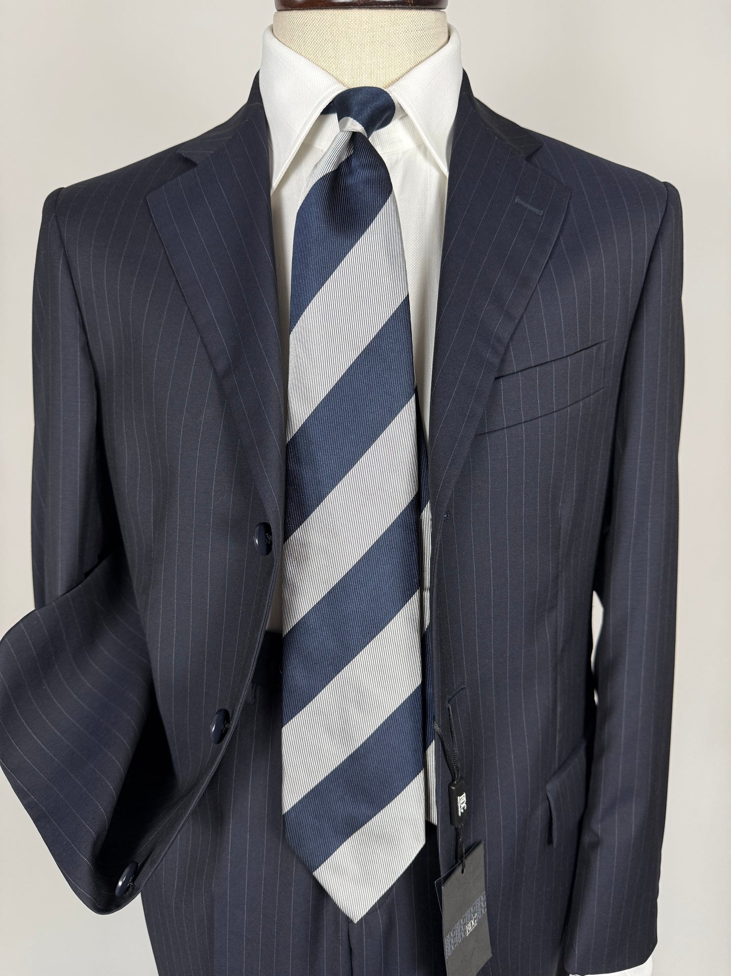 Cravatta regimental navy e argento