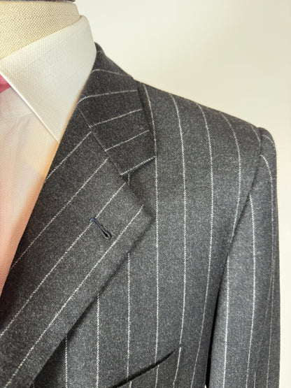 Completo gessato sartoriale in flanella lana e cashmere tessuto Loro Piana - tg. 50