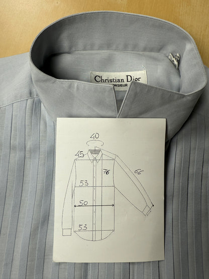 Camicia da smoking Dior Monsieur vintage azzurra - tg. S collo 40