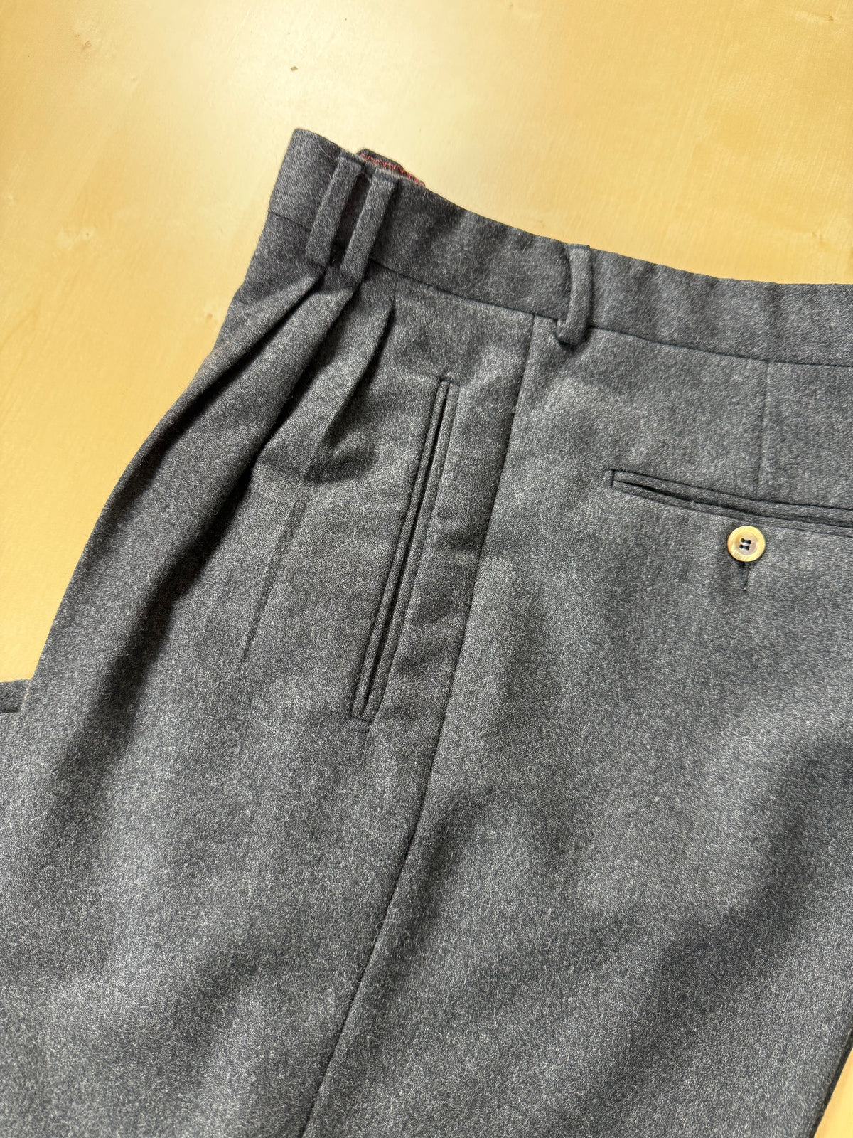 Pantaloni anni '80 flanella antracite 3 pinces - tg. 50/52 corta