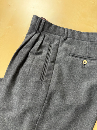 Pantaloni anni '80 flanella antracite 3 pinces - tg. 50/52 corta