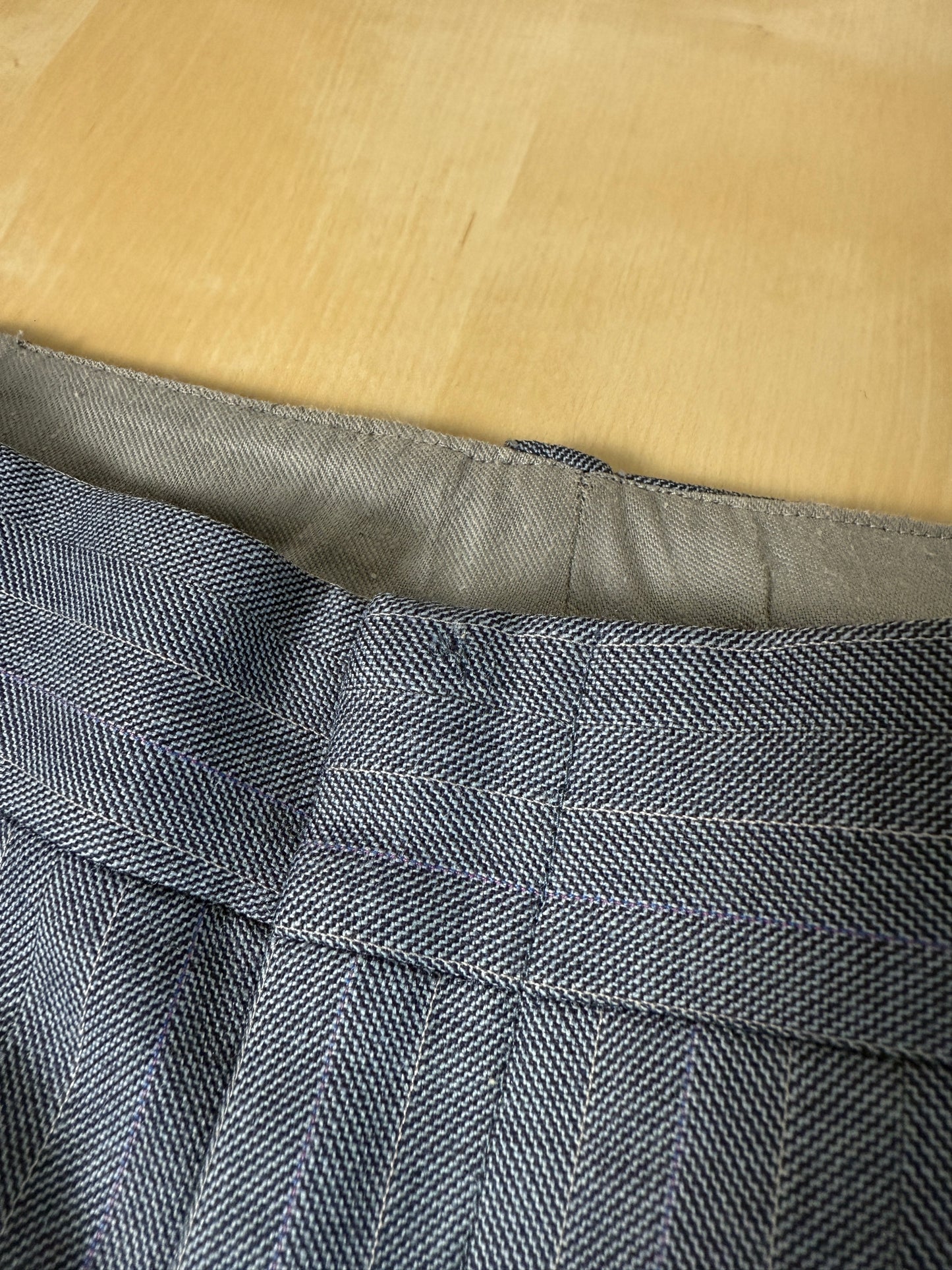 Completo sartoriale anni ‘60/'70 in grisaglia color carta da zucchero gessato - tg. 50/52